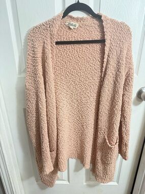 Listicle Blush Pink Plush Open-Front Cardigan